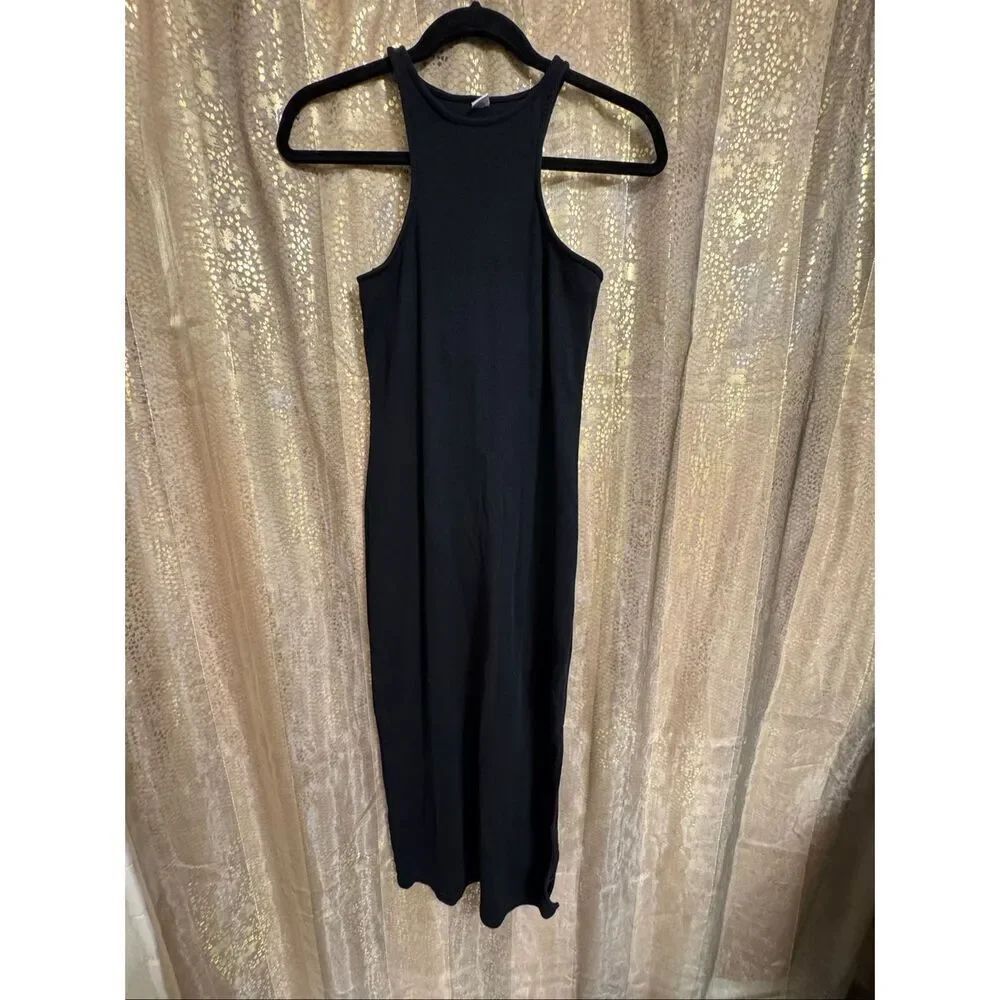 Old Navy Black‎ Fitted High-Neck Rib-Knit Maxi Dress S/M